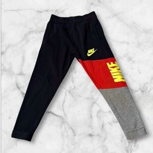 Nike Kids S Colorblock Joggers - Black, Red, and Gray